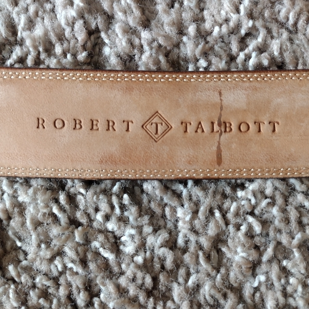 Robert Talbott Brown Genuine Leather Belt With Brass Buckle Size 38 - Picture 2 of 9